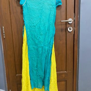 Yellow And Teal Kurthi