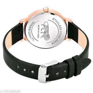 Black leather belt Ladies Anolog Wrist Watch