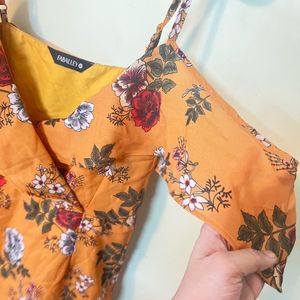 Mustard Floral Dress | Faballey