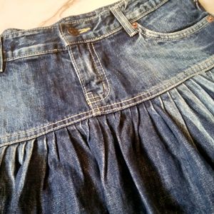 Cute Pleated Denim Skirt