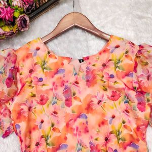 Elegant Floral Organza Kurti