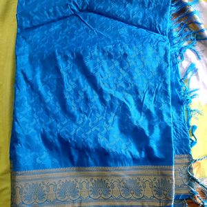 Navy Blue And Golden Border Saree