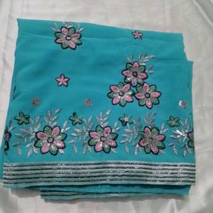 Beautiful Saree With Floral Work