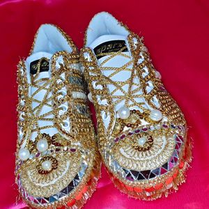 Beautiful Lace Work Sneaker For Bridemade Or Bride