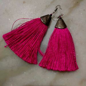 Beautiful Pink Thread Earrings