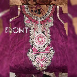 Beautiful Embroidered Anarkali Suit With Bottom And Dupatta