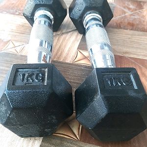 Steel Base Strong Dumbbells Each 1kg Pair.