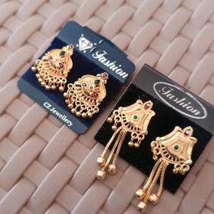 Gold Plated Back Screw Earrings Combo Of 2