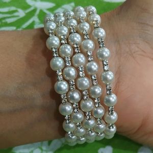 Adjustable Stone and pearl Bracelet