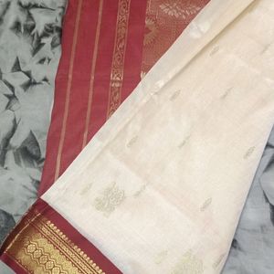 Banarasi Silk Saree Red & White