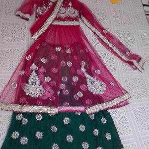 Long Slit Kurti Lehenga With Dupatta