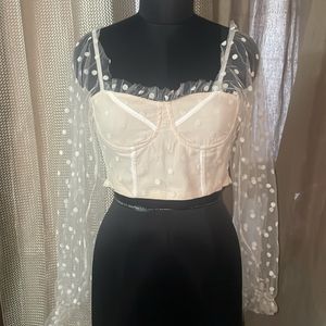 Crop Top With Mesh Sleeves