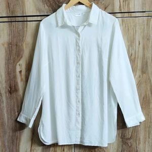 Off White Plain Shirt Size-40