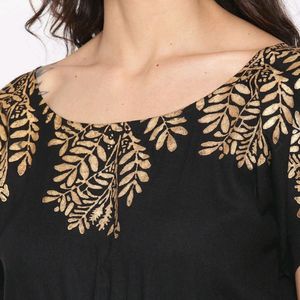 Black And Golden Block Print Dress