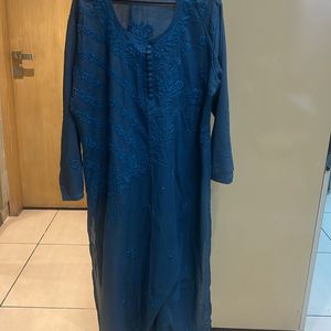 Navy Blue Embroidery Kurta