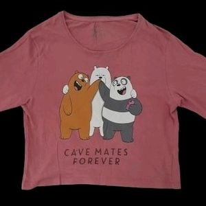 Max We Bare Bears Dark Pink Oversized Crop Tee