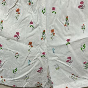 Women White Floral Shorts