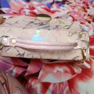 Pink And White Metallic Tie Dye Textured Slingbag