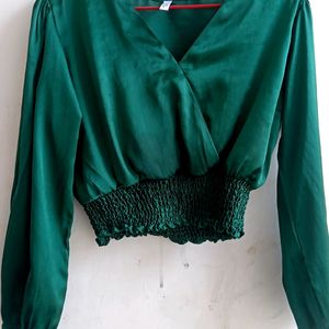 Green Full Sleeve Trendy Top