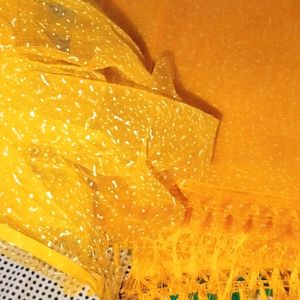 Yellow Net Saree