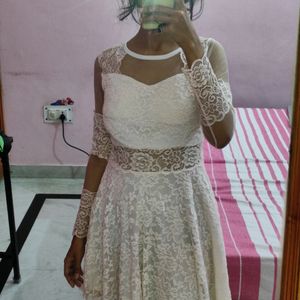 Off White Net Dress