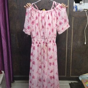 Lightweight Pink Colour Floral Midi