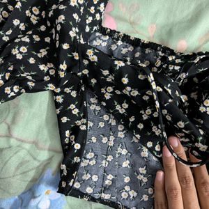 Black Floral Top From Urbanic