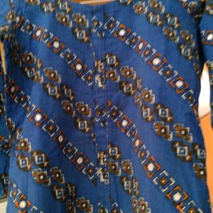 Blue Colour Mirror Work Kurti