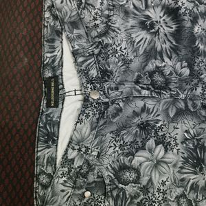 Black And White Floral Printed Jeans