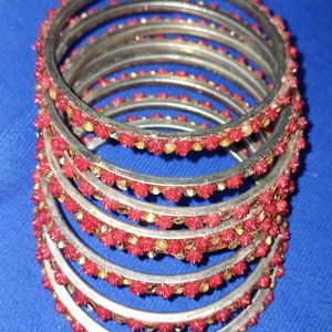 Beautiful Red Metal Bangles & Kadha