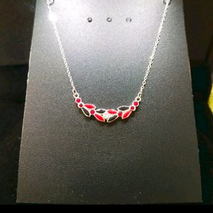 925 Sterling Silver Red ♥️& White🤍  Necklace