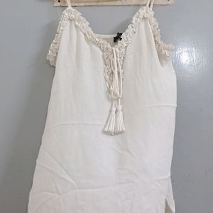 Adjustable Strap White Flowy Top