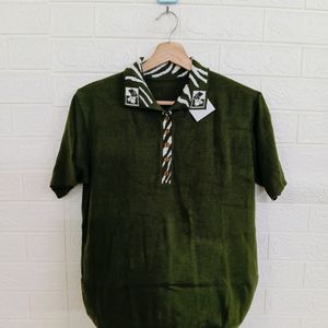 Viscose Rayon Olive Shirt