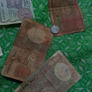 Combo Of Old Indian Notes And Coins