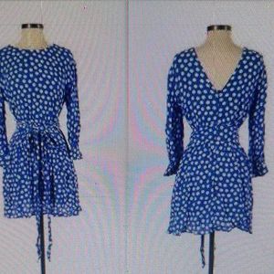 Zara Polka Dot Tie At Waist Dress