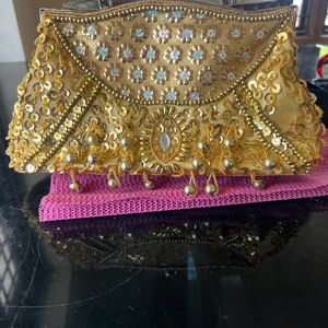 Golden Color Bridal Bag