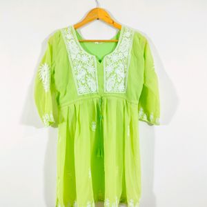 Chikankari pastel green Kurti Or Top