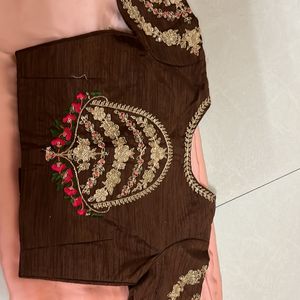 Saree With Work Blouse