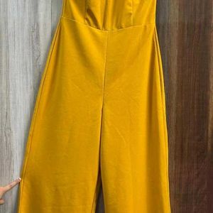 Women Mustar Yellow Basic Solid Jumpsuit