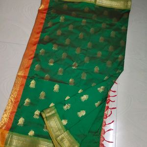 Green 💚 Pattu Saree With Blouse