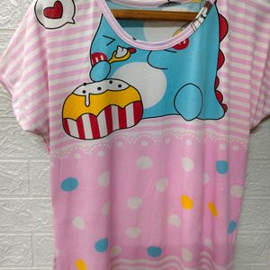 Cartoon Printed Night Wear For Medium To L Size