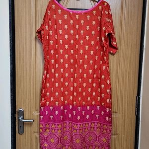 Orange A Line Kurti