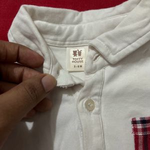 Unisex Baby Check Romper White And Red