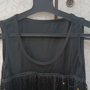 Black Party Dress With Fringes