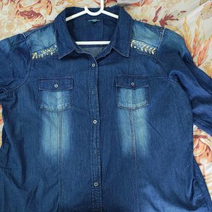 Denim Shirt With Sequence Work