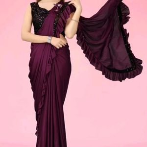 New Lycra Blend Saree & Readymade Blouse