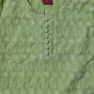 Chikankari Light Green Girls Kurta