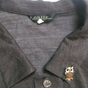 Dark Brown Net Shirt With An Owl Broche