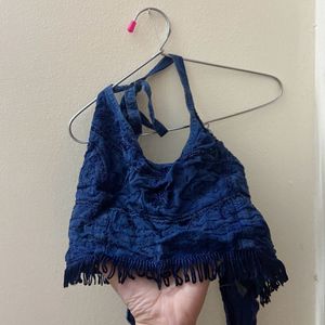 Blue Halterneck Beach Top