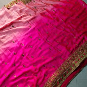 Rose Colour Catlog Full Thread Work Designer Saree